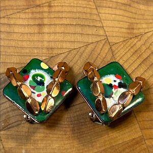 Vintage Matisse enameled copper pair of earrings